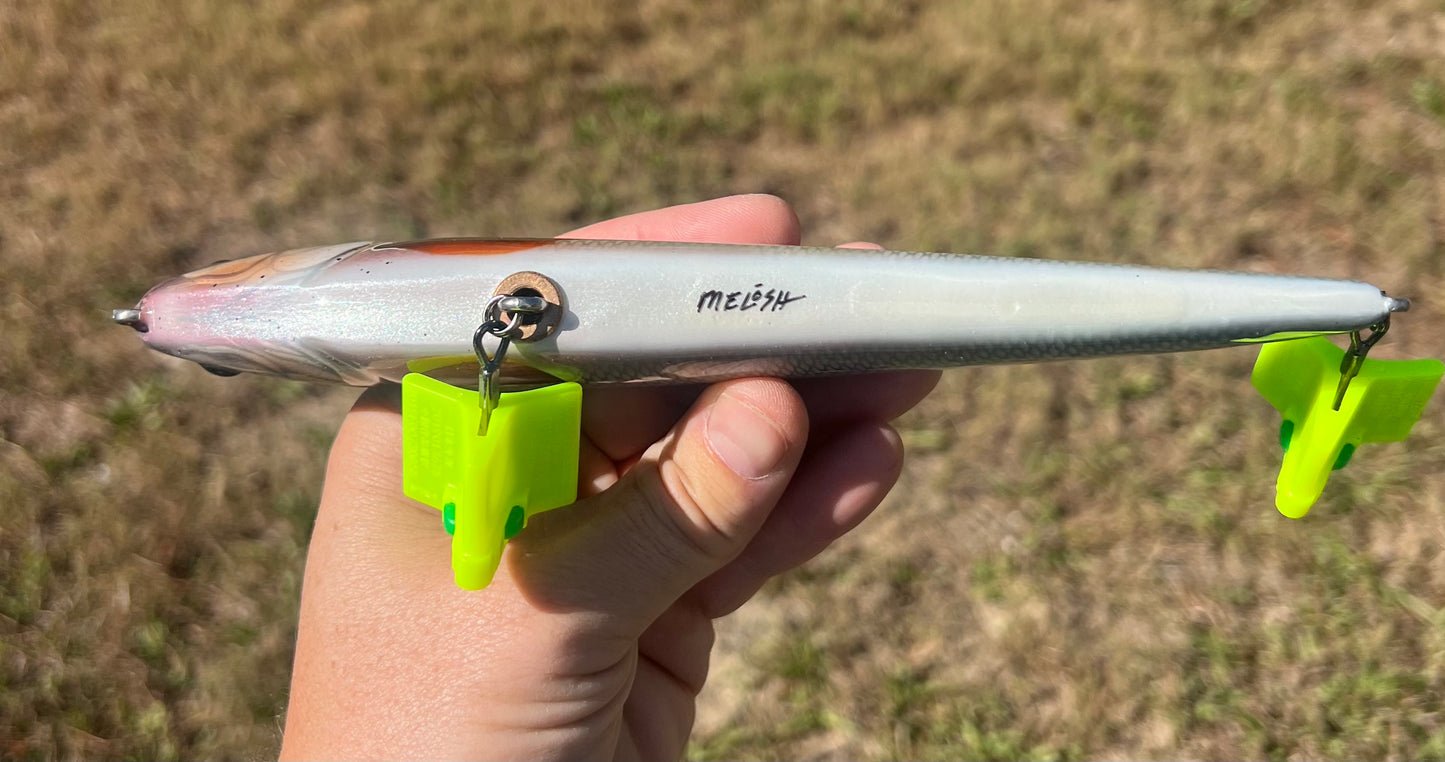 9” wood carved walking bait