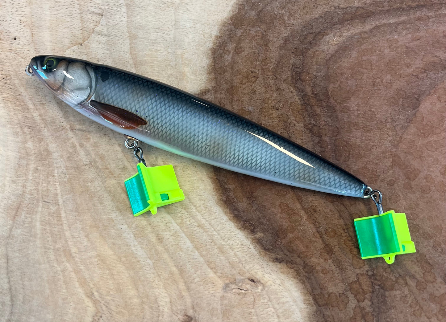 9” wood carved walking bait