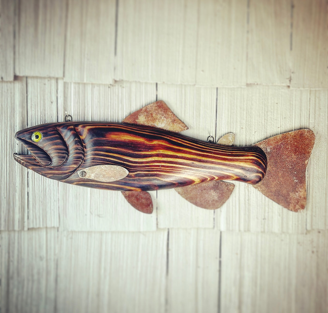 Right Facing Trout Wire Sculpture, Fish Wall Hanging, Wire
